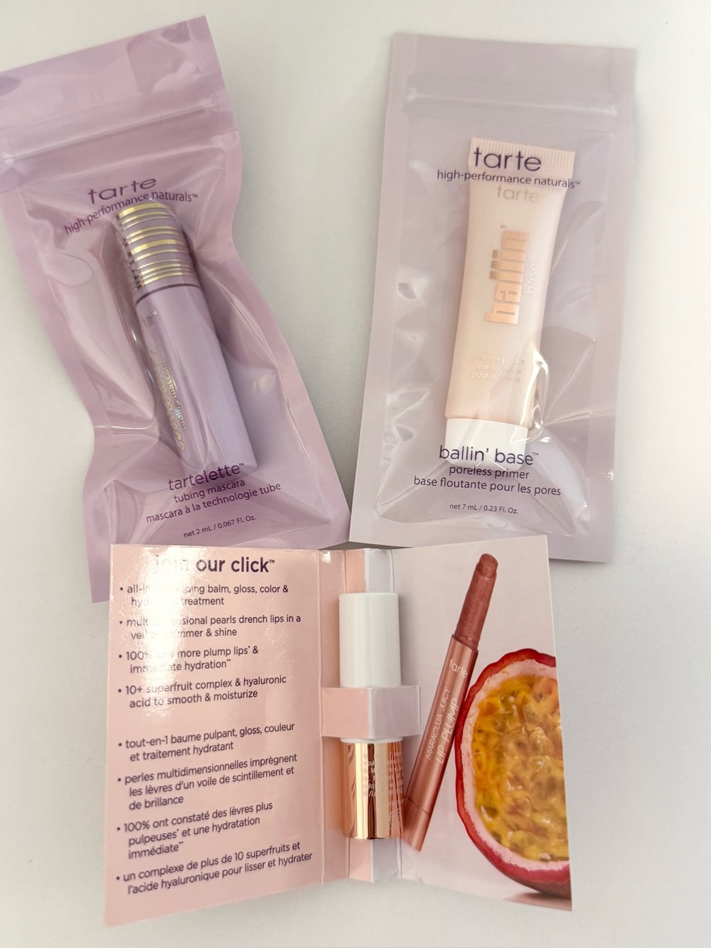 NWT tarte minis - mascara, primer and lip gloss